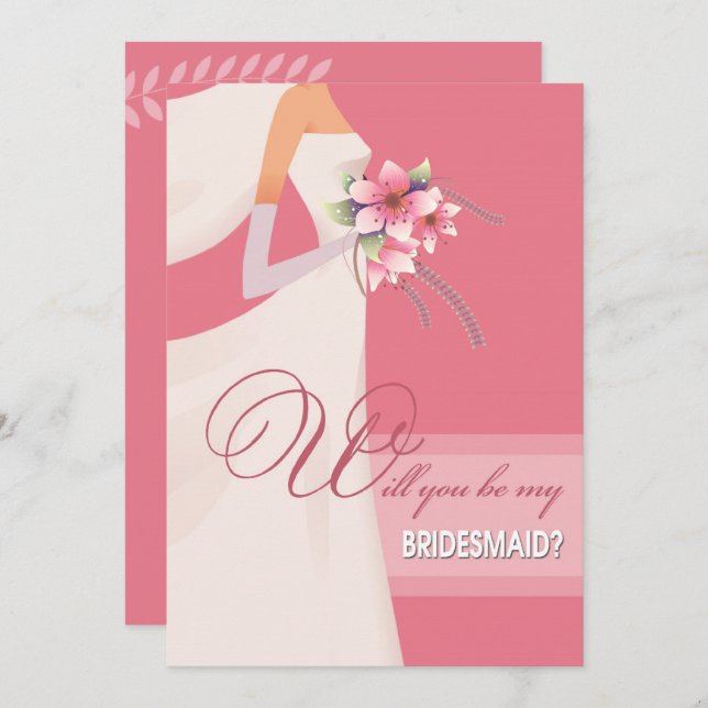 Will you be my Bridesmaid? Bride Silhouette Invitation (Front/Back)