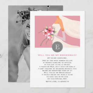 Will you be my Bridesmaid? Bride Silhouette Photo Invitation