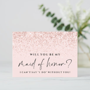 Will You Be My Bridesmaid Card Blush Pink Glitter