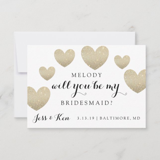 Will You Be My Bridesmaid Card - Fab Hearts (Front)