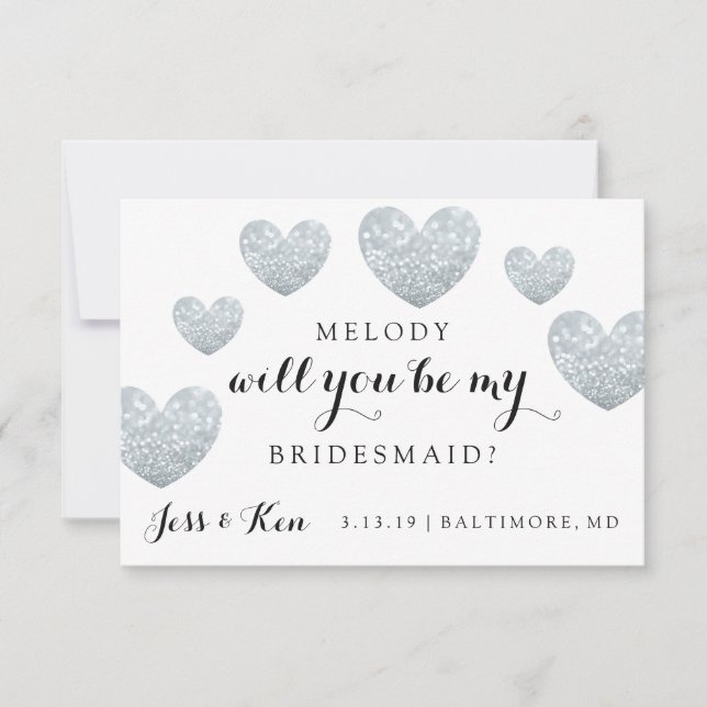 Will You Be My Bridesmaid Card - Fab Hearts (Front)