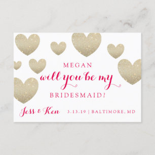 Will You Be My Bridesmaid Card - Hearts