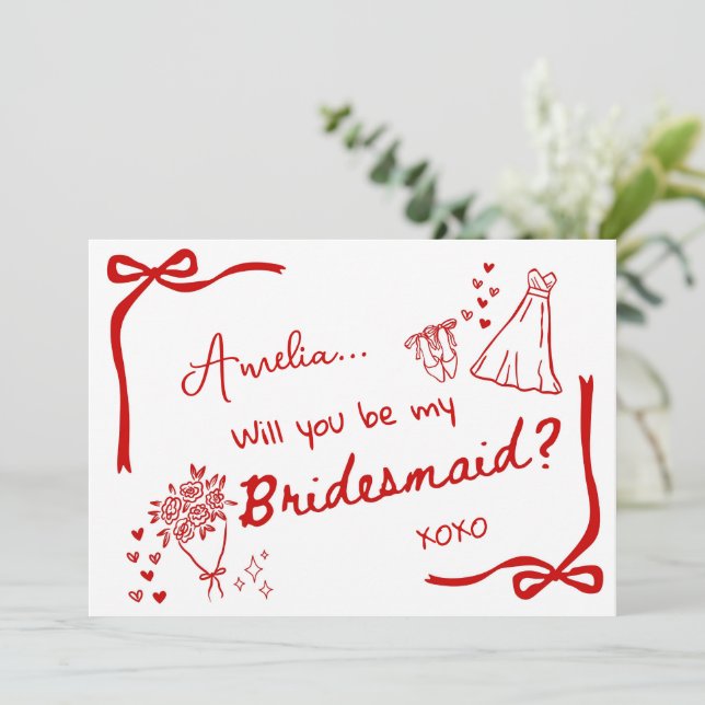 Will you be my Bridesmaid Card Invitation (Standing Front)