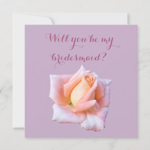 Will you be my  bridesmaid card, pink rose phot invitation