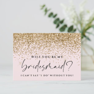 Will You Be My Bridesmaid Card - Rose Pink Glitter