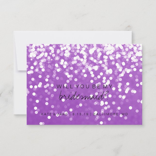 Will You Be My Bridesmaid Card - Sparkling Purple (Front)