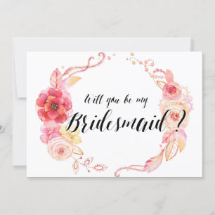 Will You Be My Bridesmaid Cards Floral Wreath