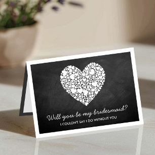 Will You Be My Bridesmaid? Chalkboard Heart Card