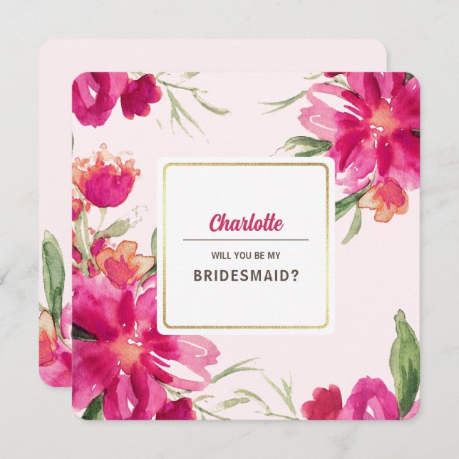 Will you be my Bridesmaid? Custom Invitation Cards (Front/Back)