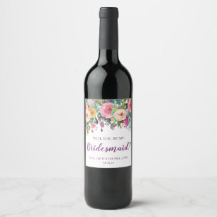 Will You Be My Bridesmaid Custom Wine Label