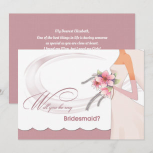 Will you be my Bridesmaid? Dusty Rose Invitation
