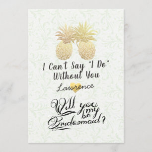 Will You Be My Bridesmaid Elegant Gold Pineapples Invitation