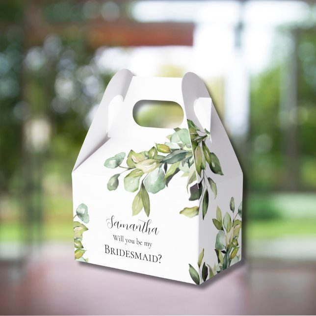 Will you be my Bridesmaid Elegant Green Botanicals Favor Box (Creator Uploaded)