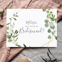 Will You Be My Bridesmaid Elegant Greenery