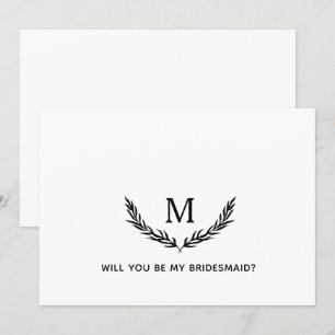 Will You Be My Bridesmaid? Elegant Monogram Card