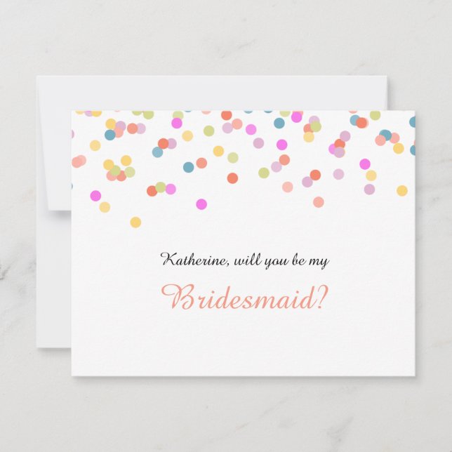 Will you Be my Bridesmaid Festive Confetti Invitation (Front)