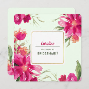 Will you be my Bridesmaid? Fuchsia Floral Invitation