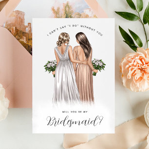 Will You Be My Bridesmaid? Girls in Gowns V2 Invit Invitation
