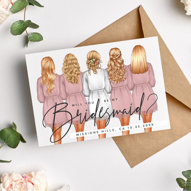 Will You Be My Bridesmaid? Girls in Robes V2 Invit Invitation (Creator Uploaded)