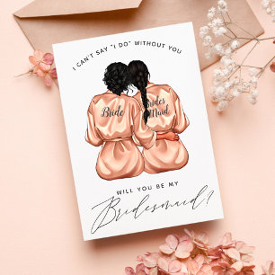 Will You Be My Bridesmaid? Girls In Silk Robes Inv Invitation