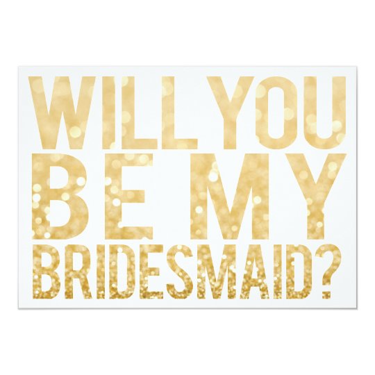 Will You Be My Bridesmaid Glitter Typography Card