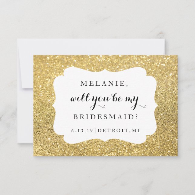 Will You Be My Bridesmaid-Glitter Wedding Day Glam Invitation (Front)