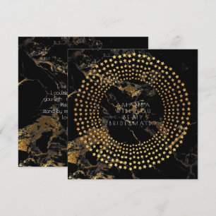 Will You Be My Bridesmaid Gold Black Marble Invitation