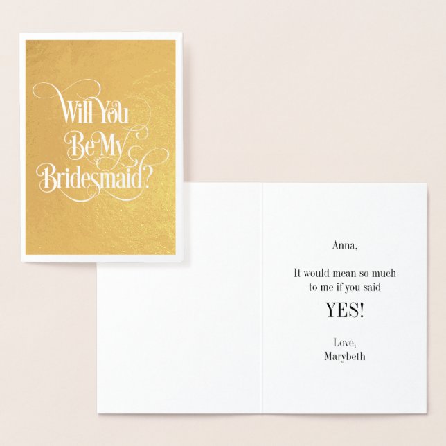 Will You Be My Bridesmaid Gold Foil Card (Display)