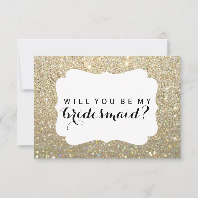 WIll You Be My Bridesmaid - Gold Glitter Fab Invitation (Front)