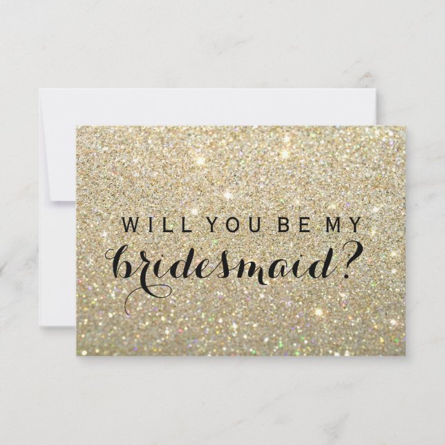 WIll You Be My Bridesmaid - Gold Glitter Fab Invitation (Front)