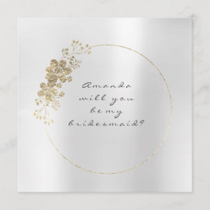 Will You Be My Bridesmaid Gold Silver Grey Foxiet Invitation