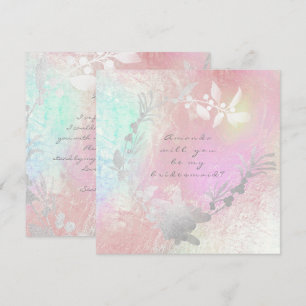 Will You Be My Bridesmaid Grey Silver Pearl Wreath Invitation