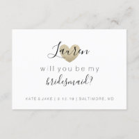 Will You Be My Bridesmaid - Heart's Fab Gold