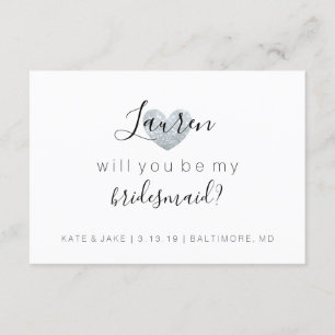 Will You Be My Bridesmaid - Heart's Fab Silver Invitation