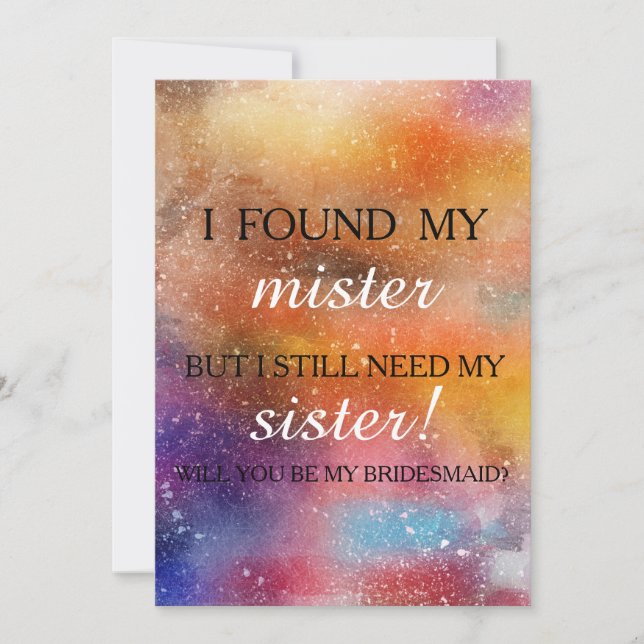 Will you be my bridesmaid? invitation (Front)
