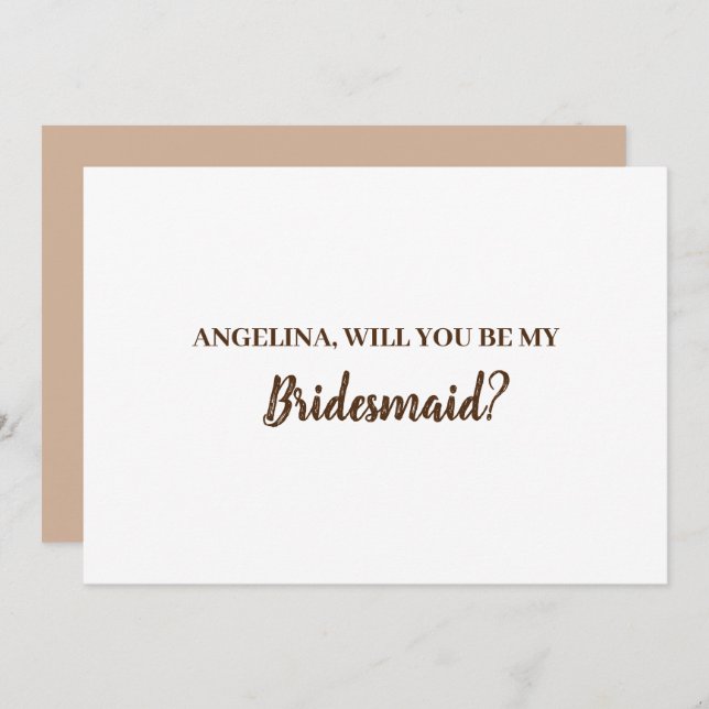 Will you be my bridesmaid? invitation (Front/Back)