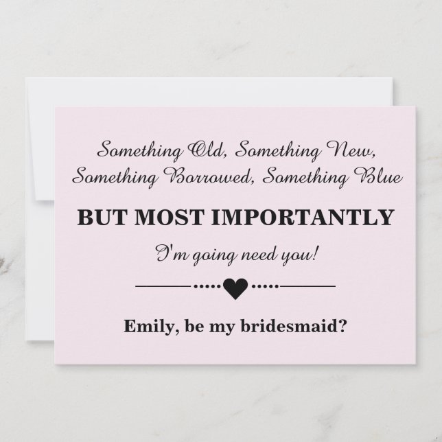 Will you be my bridesmaid? invitation (Front)