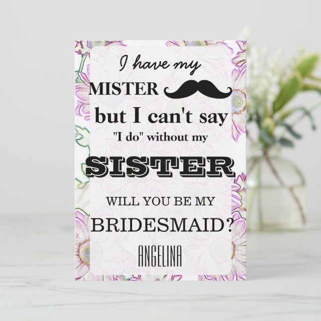 Will you be my bridesmaid? invitation (Standing Front)