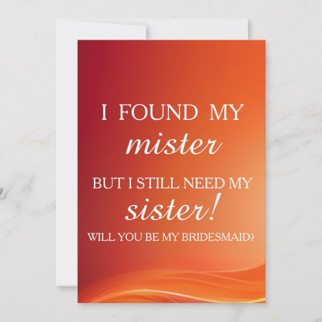 Will you be my bridesmaid? invitation (Front)