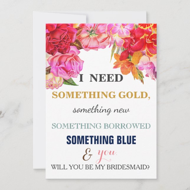 Will you be my bridesmaid? invitation (Front)