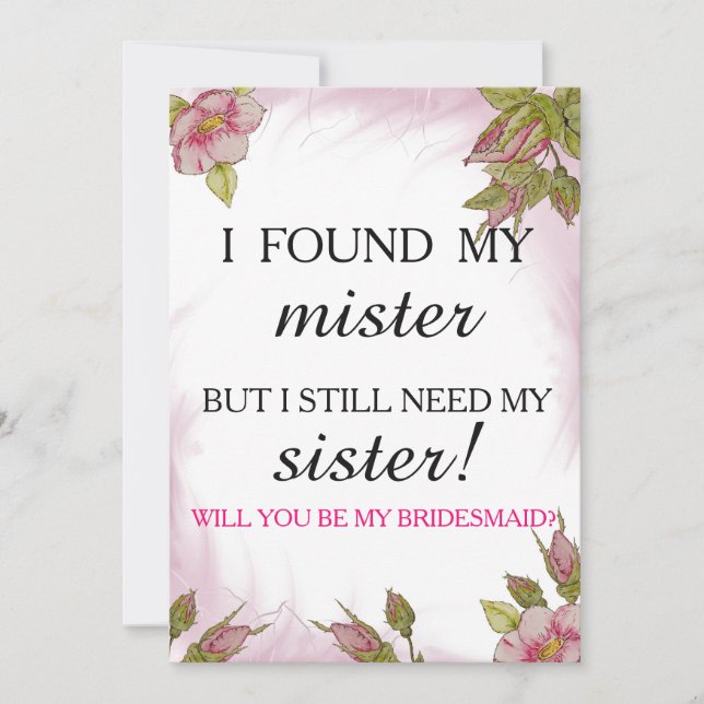 Will you be my bridesmaid? invitation (Front)