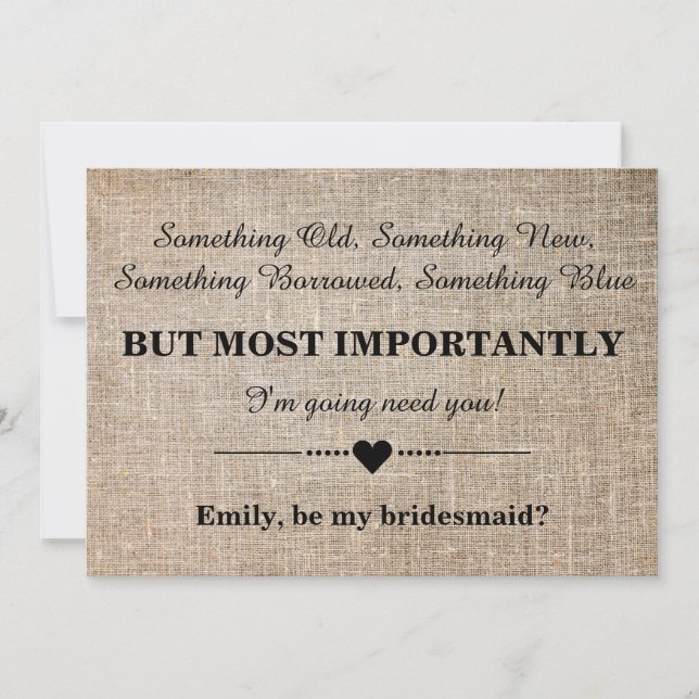 Will you be my bridesmaid? invitation (Front)