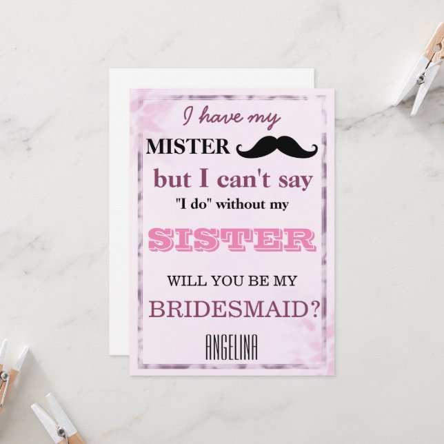 Will you be my bridesmaid? invitation (Front/Back In Situ)