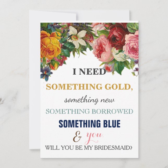 Will you be my bridesmaid? invitation (Front)