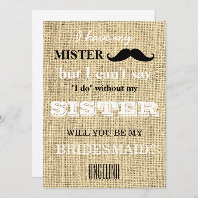 Will you be my bridesmaid? invitation (Front/Back)