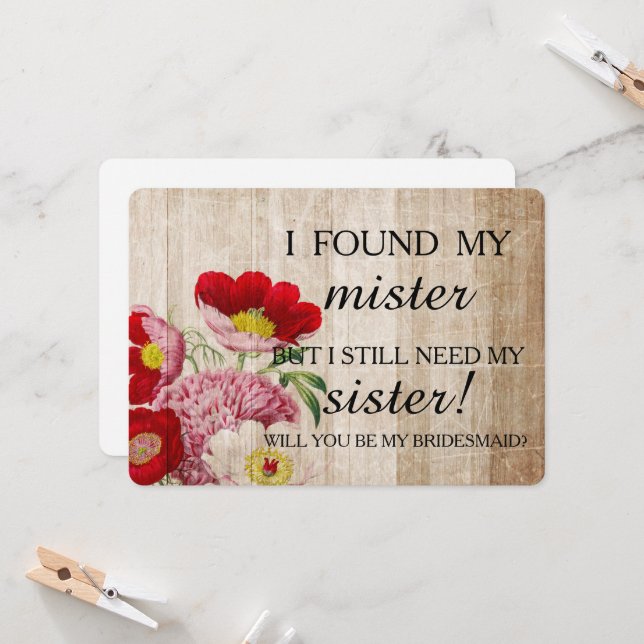 Will you be my bridesmaid? invitation (Front/Back In Situ)
