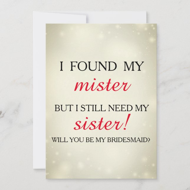 Will you be my bridesmaid? invitation (Front)