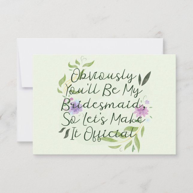 Will You Be My Bridesmaid Invitation (Front)