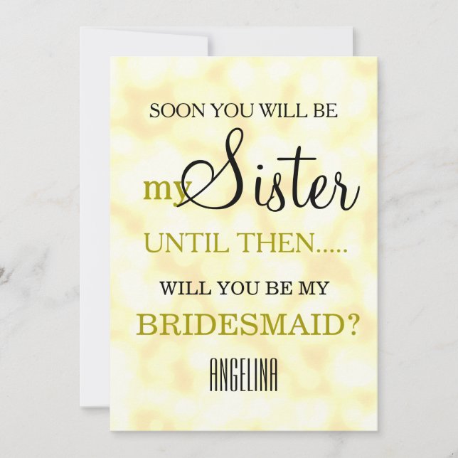 Will you be my bridesmaid? invitation (Front)