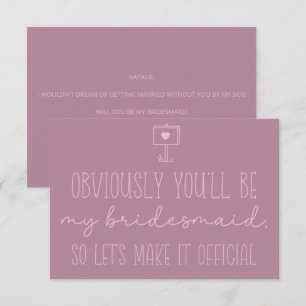 Will You Be My Bridesmaid Invitation
